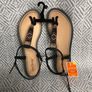 NWT Beaded T Strap Sandal 9/10
